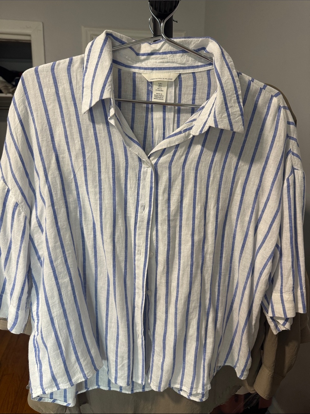 H&M White Shirt with Blue Vertical Stripes